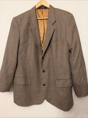 Vintage Pierre Balmain Monsieur Houndstooth Blazer 3-Button Sport Coat 42R